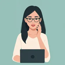 Woman with glasses talking on video chat