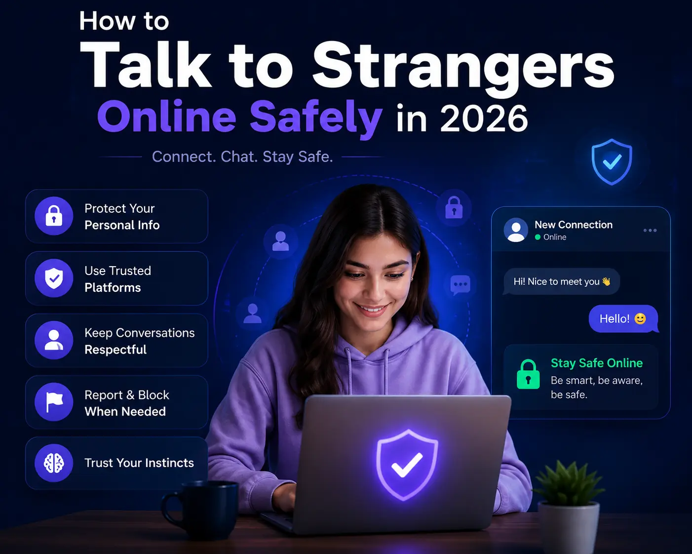 Person talking with a stranger via video chat on a laptop in a bright, comfortable room