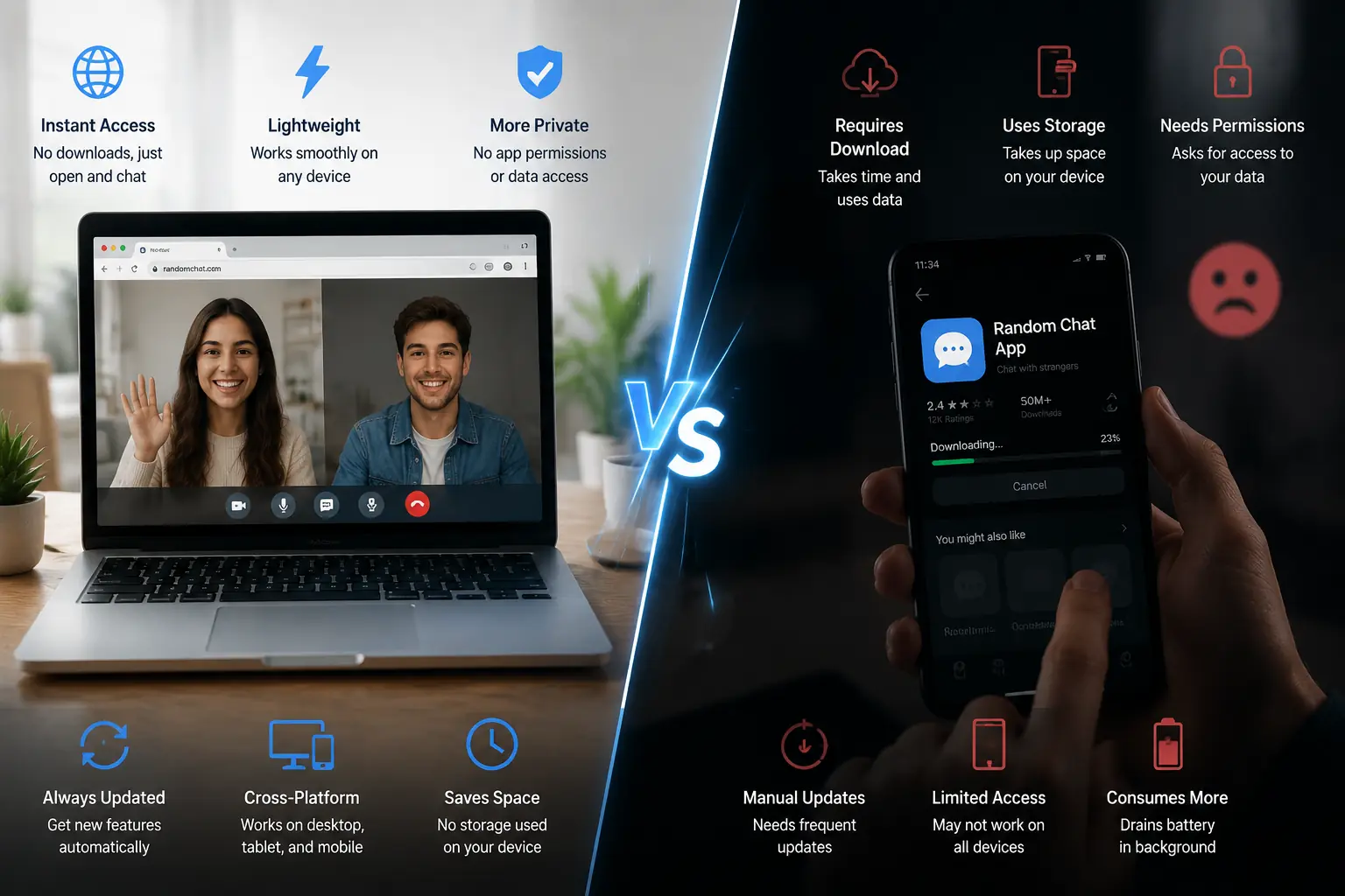 Browser vs App Random Chat